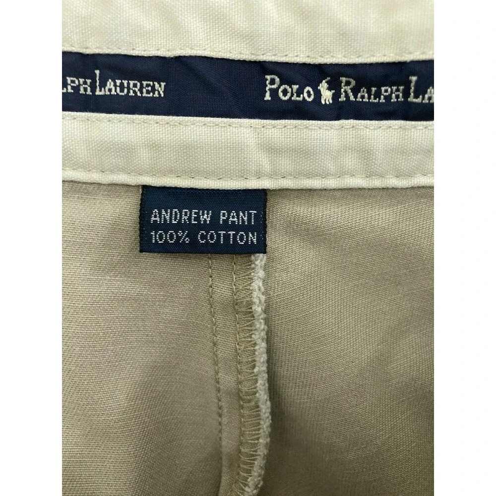 Men's VTG Polo Ralph Lauren Andrew Pant Chinos Khaki Beige Size 34x32